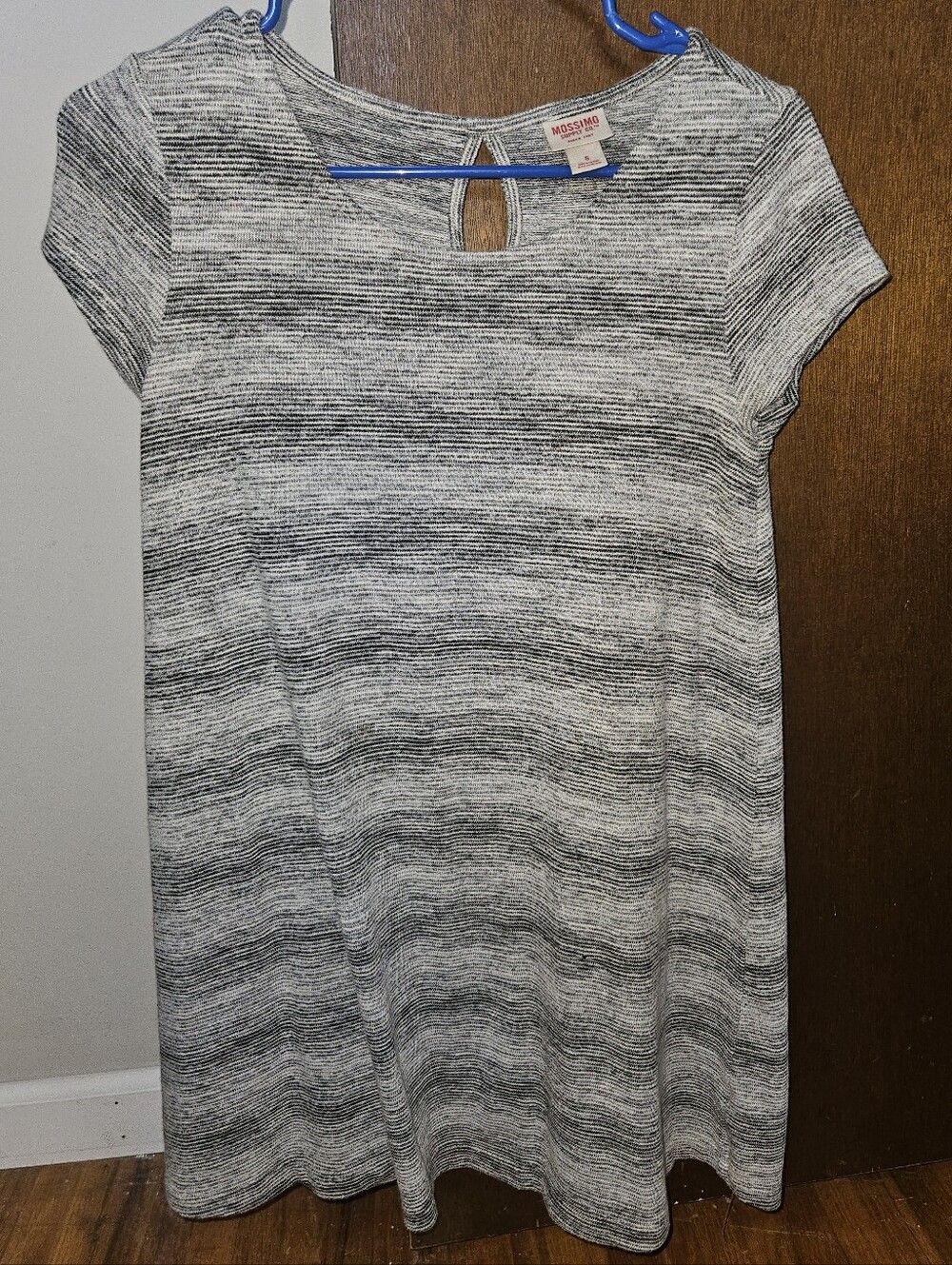 Mossimo Supply Co. Gray & Black Striped Keyhole Swing Dress Size Small